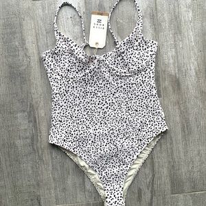 Billabong Black and White Polka Dot One Piece Swimsuit